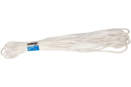 Купить Шнур вязаный полипропиленовый СИБИН с сердечником  белый  длина 20 метров  диаметр 7 мм фото №1