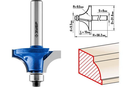 Купить Фреза 28700-31.8 -31 8х15мм кромочная калевочная Зубр фото №1